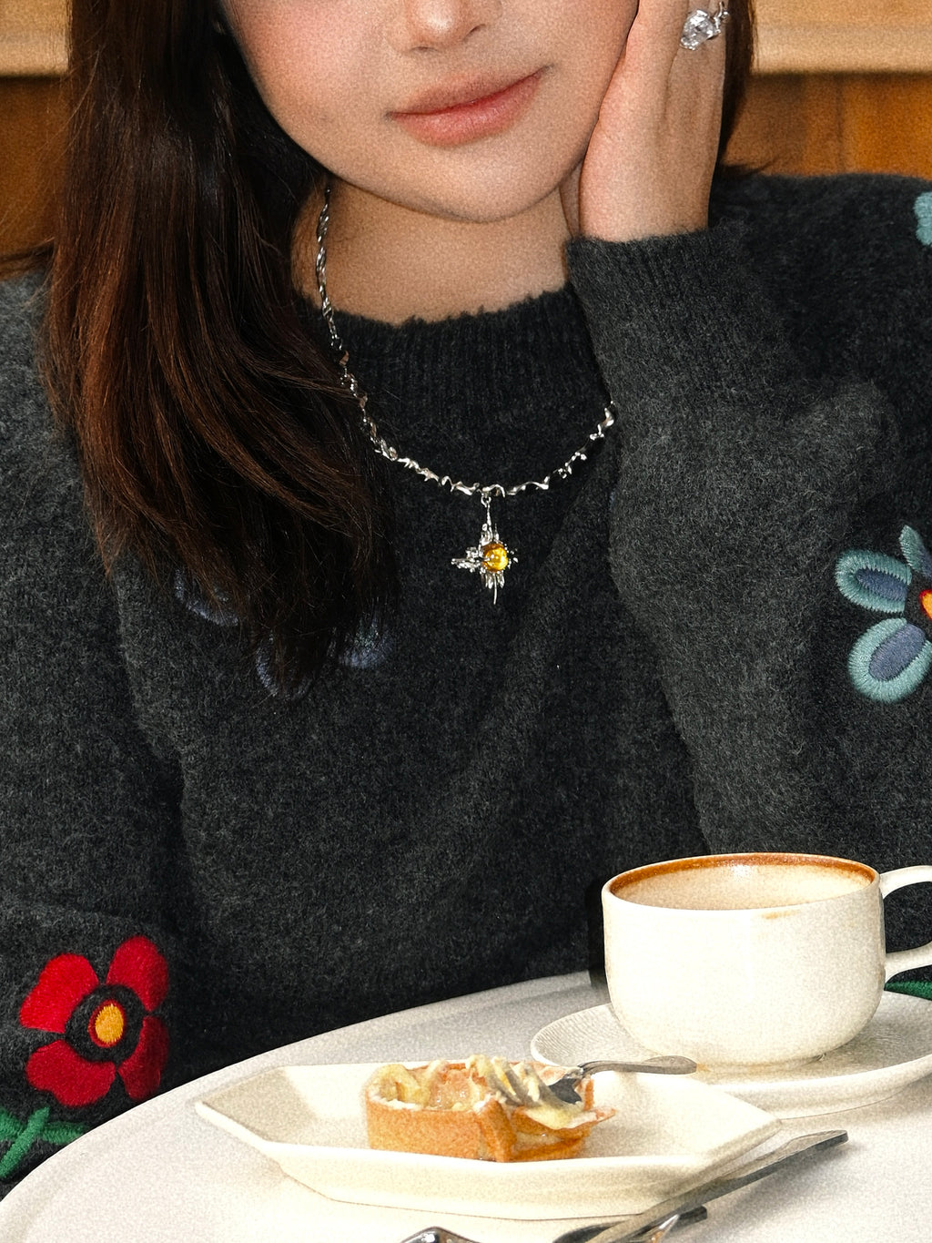 Solace & I | "Cosmic Solace" Nebula Necklace – Heavy-Craft Irregular S925 Silver with Amber Core