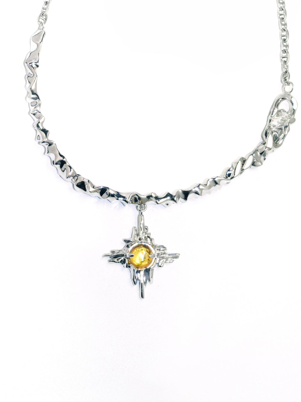 Solace & I | "Cosmic Solace" Nebula Necklace – Heavy-Craft Irregular S925 Silver with Amber Core