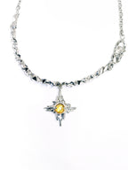 Solace & I | "Cosmic Solace" Nebula Necklace – Heavy-Craft Irregular S925 Silver with Amber Core