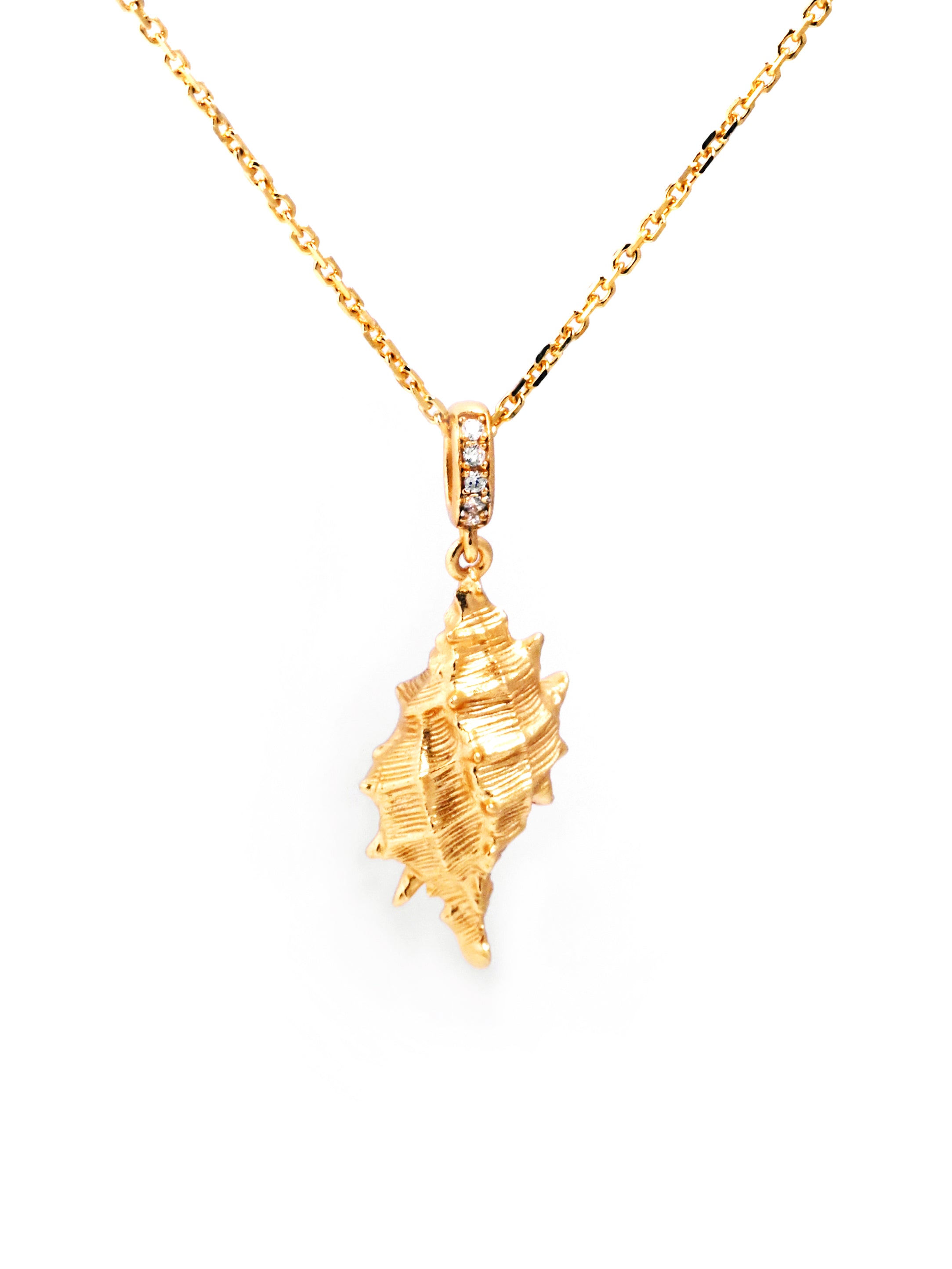 Solace & I | "Ocean Whisper" Shell Necklace - Hand-Textured S925 Silver with 14K Champagne Gold