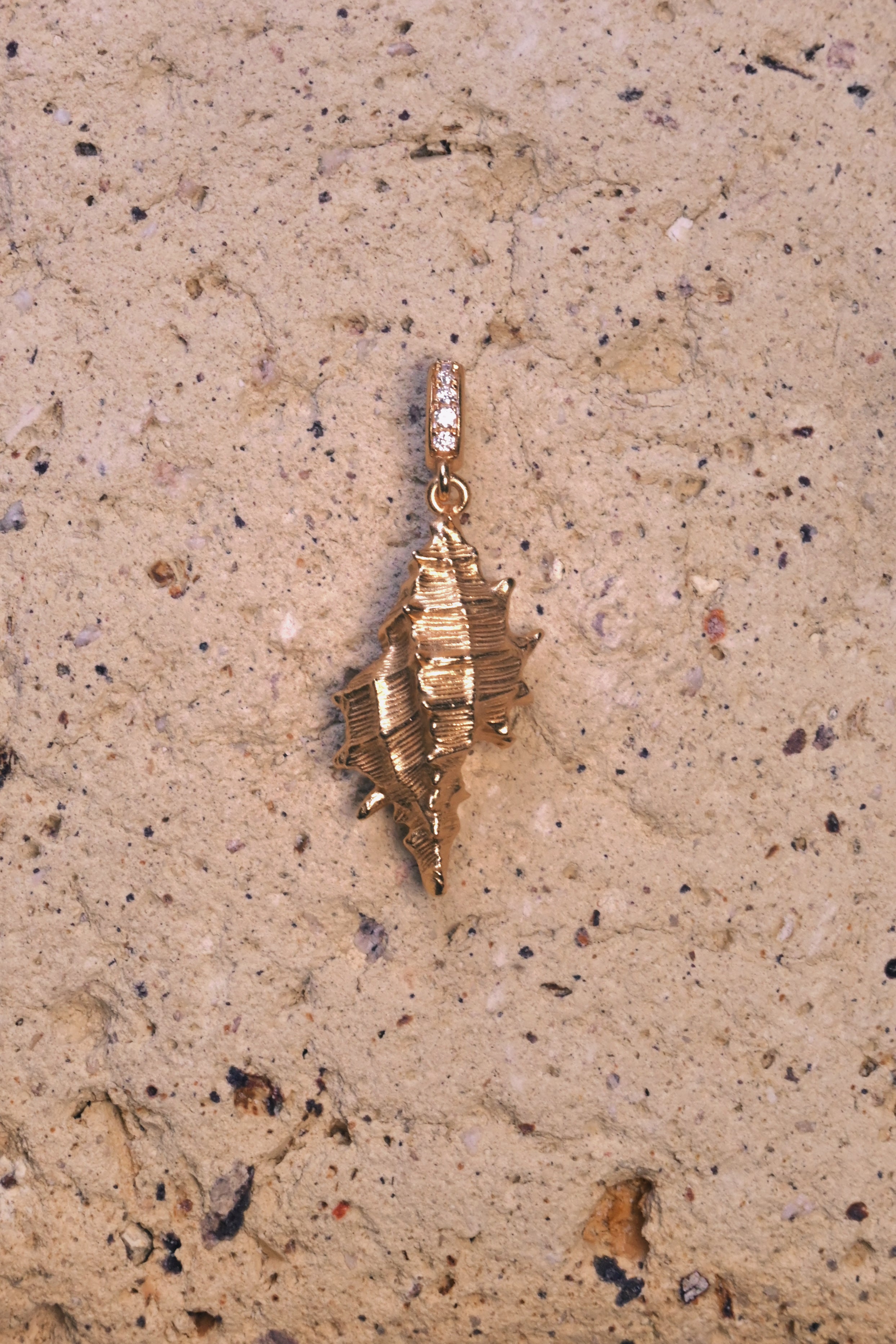 Solace & I | "Ocean Whisper" Shell Necklace - Hand-Textured S925 Silver with 14K Champagne Gold