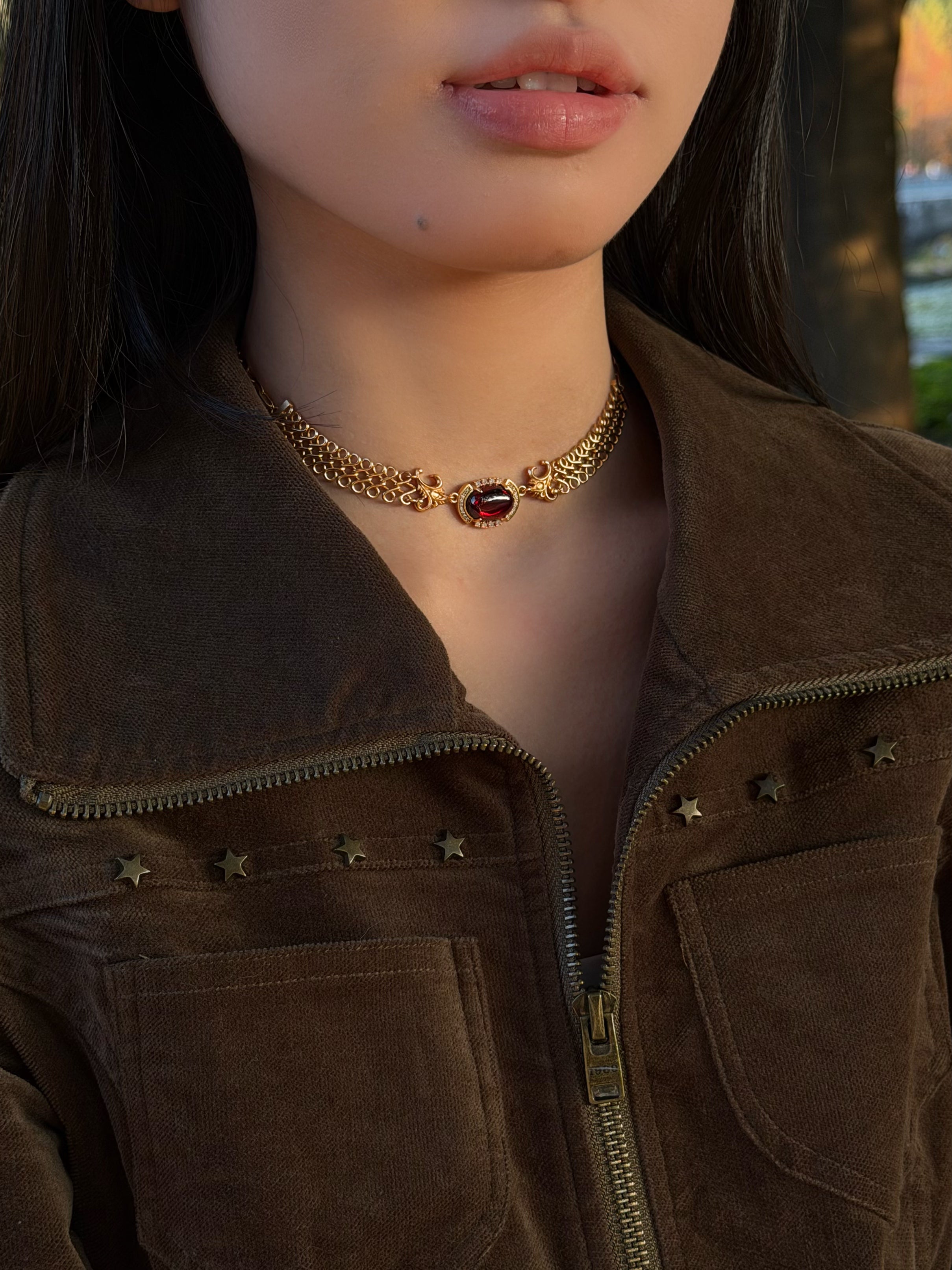 Solace &I | "Infinite Glow" Vintage Choker - S925 Silver with 14K Champagne Gold &Radiant Gemstones