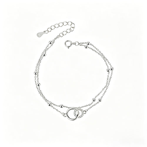 Solace & I | "Eternal Bond" Double-Layered Bracelet - S925 Silver with 14K Champagne Gold & Radiant Zircon