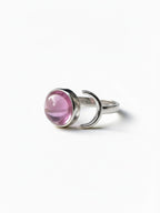Solace & I | "Rosy Sanctuary" Pink Crystal Open Ring – S925 Sterling Silver Minimalist Heavy-Craft Jewelry