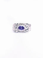 Solace & I | "Amethyst Sanctuary" Open Ring – Heavy Craft S925 Sterling Silver with Deep Purple Stone