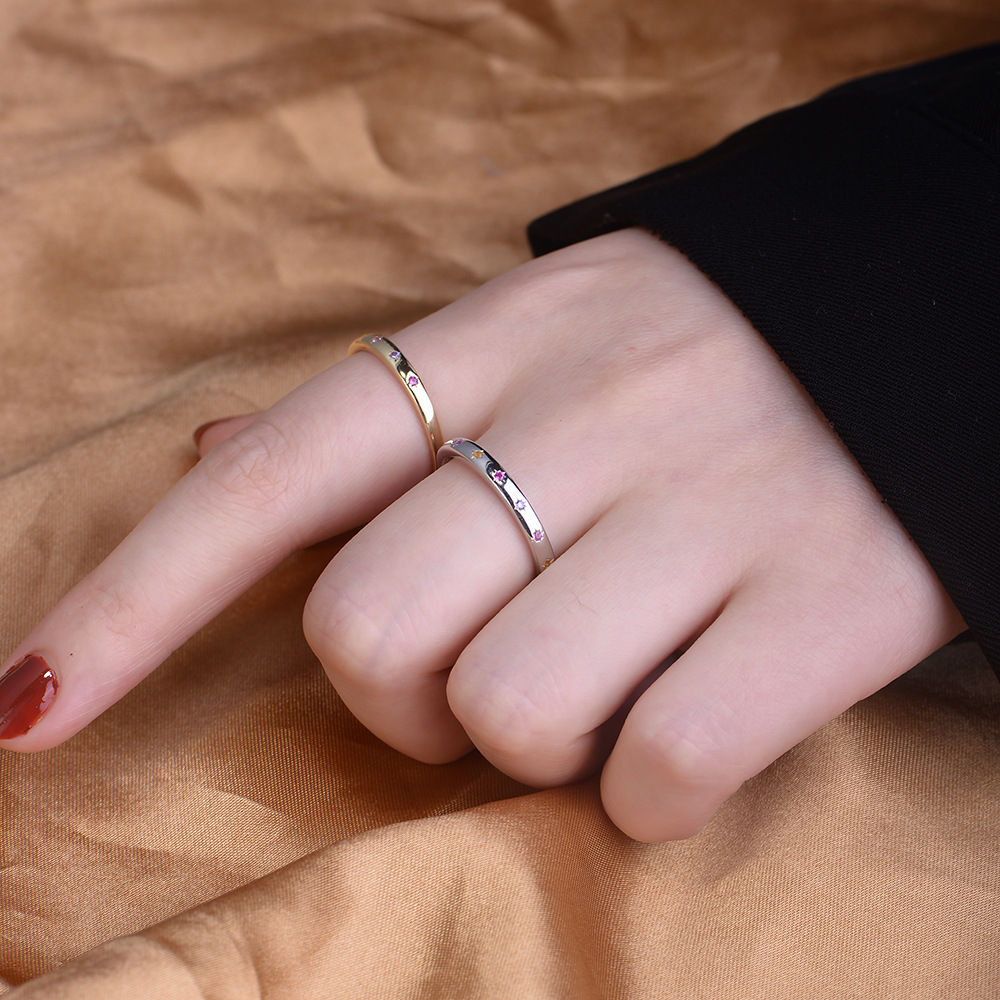 Solace & I | "Astra Starburst" Rainbow Ring - S925 Silver & 14K Champagne Gold with Multi-Colored Zircon