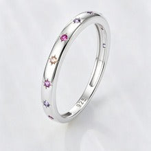 Solace & I | "Astra Starburst" Rainbow Ring - S925 Silver & 14K Champagne Gold with Multi-Colored Zircon
