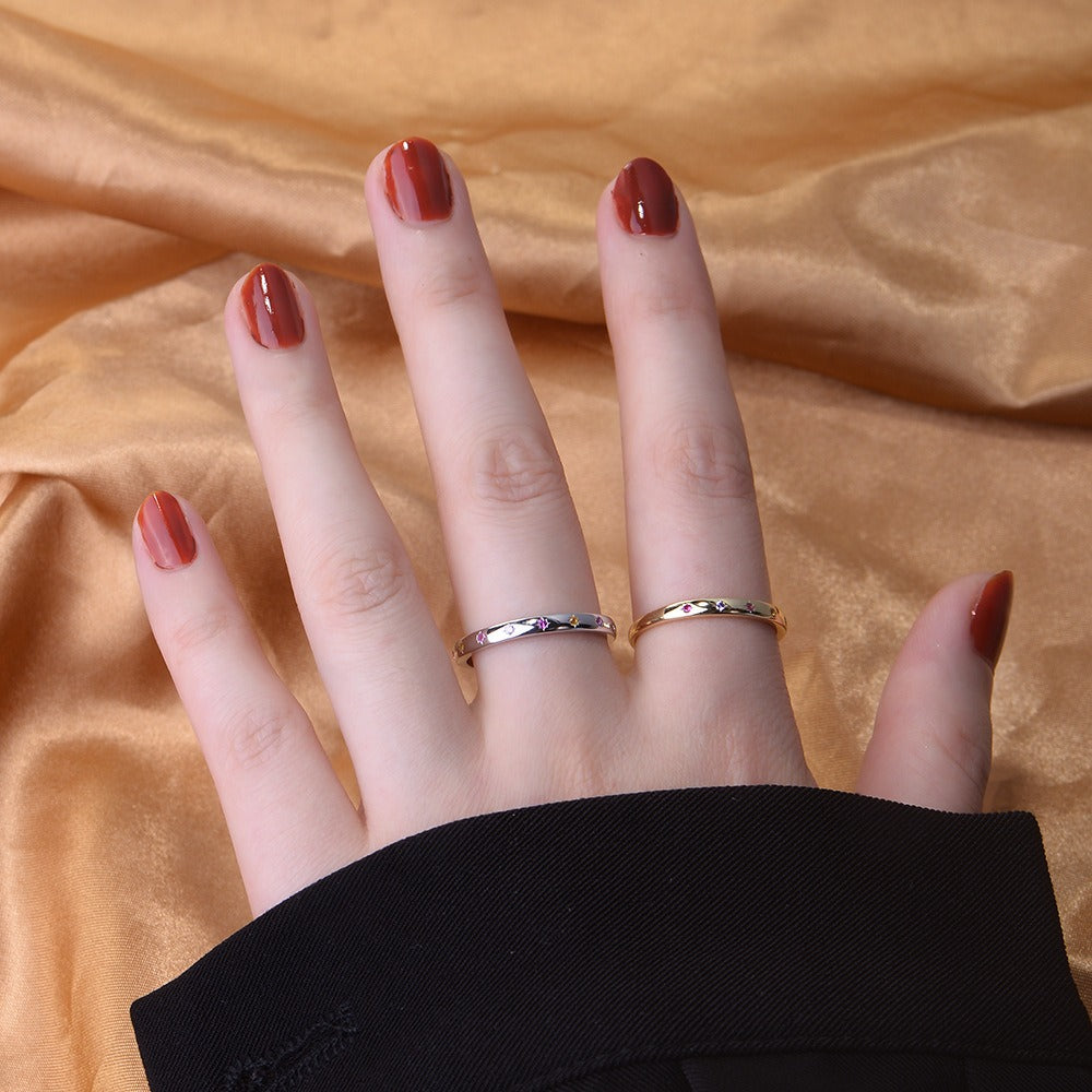 Solace & I | "Astra Starburst" Rainbow Ring - S925 Silver & 14K Champagne Gold with Multi-Colored Zircon