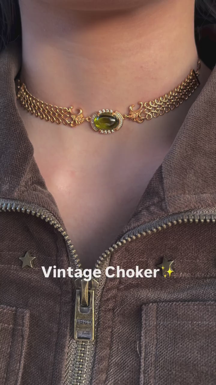 Solace &I | "Infinite Glow" Vintage Choker - S925 Silver with 14K Champagne Gold &Radiant Gemstones